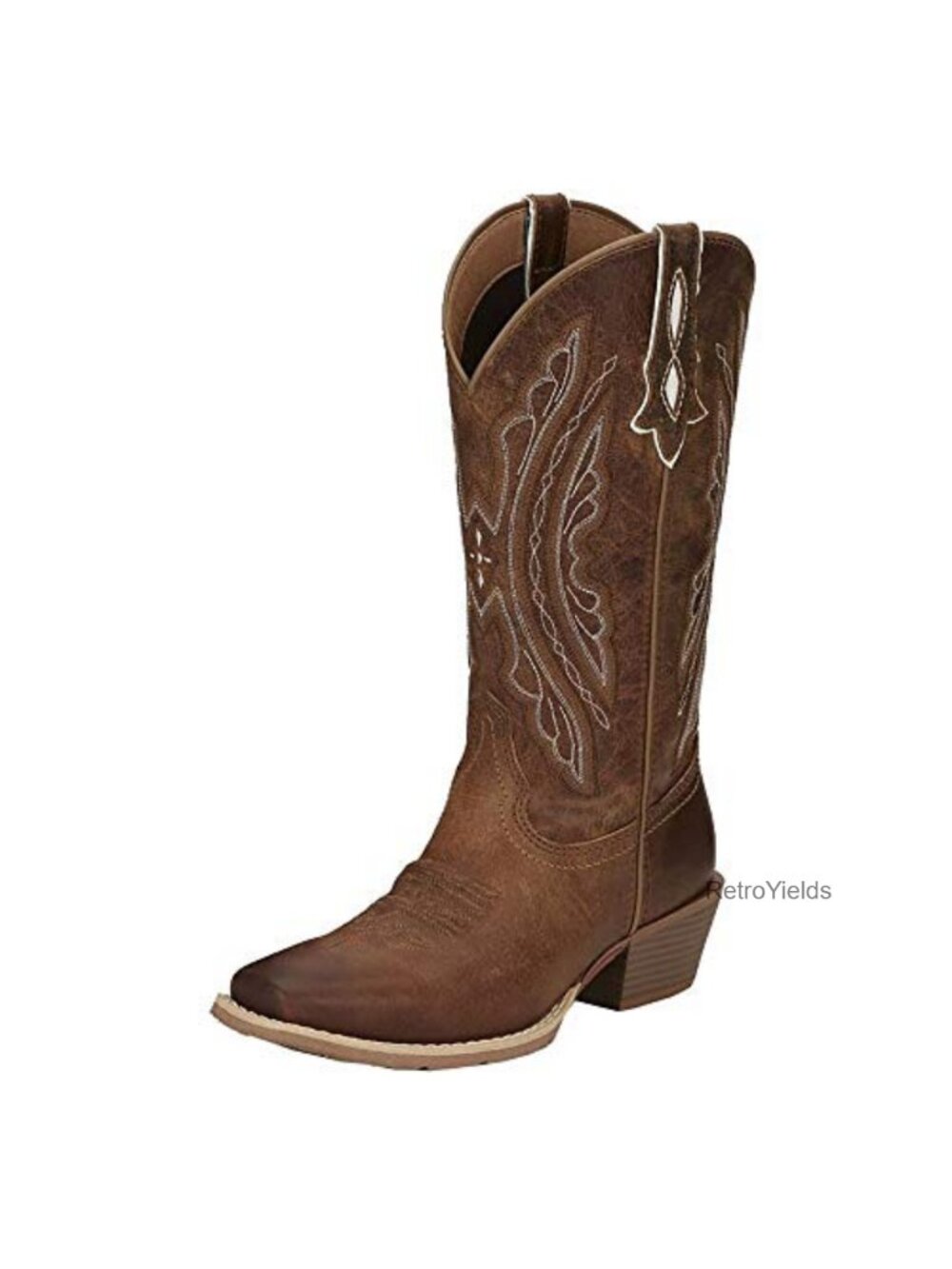 Western Square Toe Leather Boots with Orthotic Insole